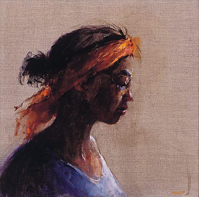 Modèle, Peinture à l’huile sur toile, 1998, 50 x 50 cm, Vendu