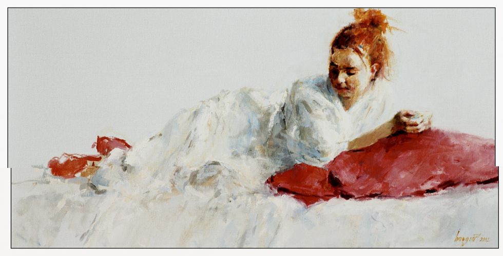 Reclining model, Oil / canvas, 2002, 45 x 100 cm, Sold