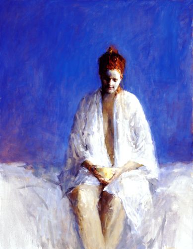 Model with bowl, Oil / canvas, 2002, 130 x 110 cm, Sold