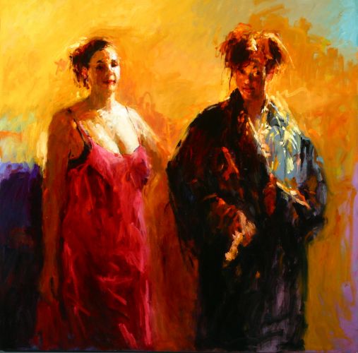 Deux modèles, Peinture à l’huile sur toile, 2003, 150 x 150 cm, Vendu