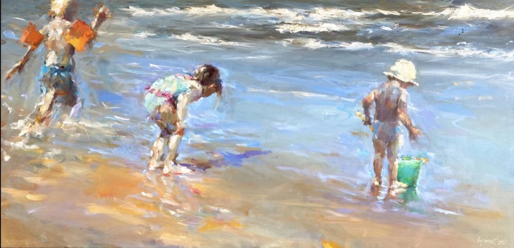 On the beachshore, oil / canvas, 2021, 70 x 140 cm, Sold
