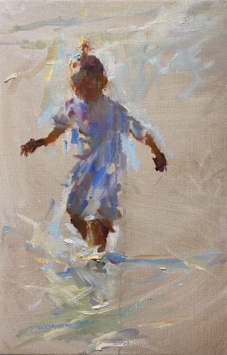 Dancing at the seashore, oil on canvas, 2022, 45 x 30 cm, Option